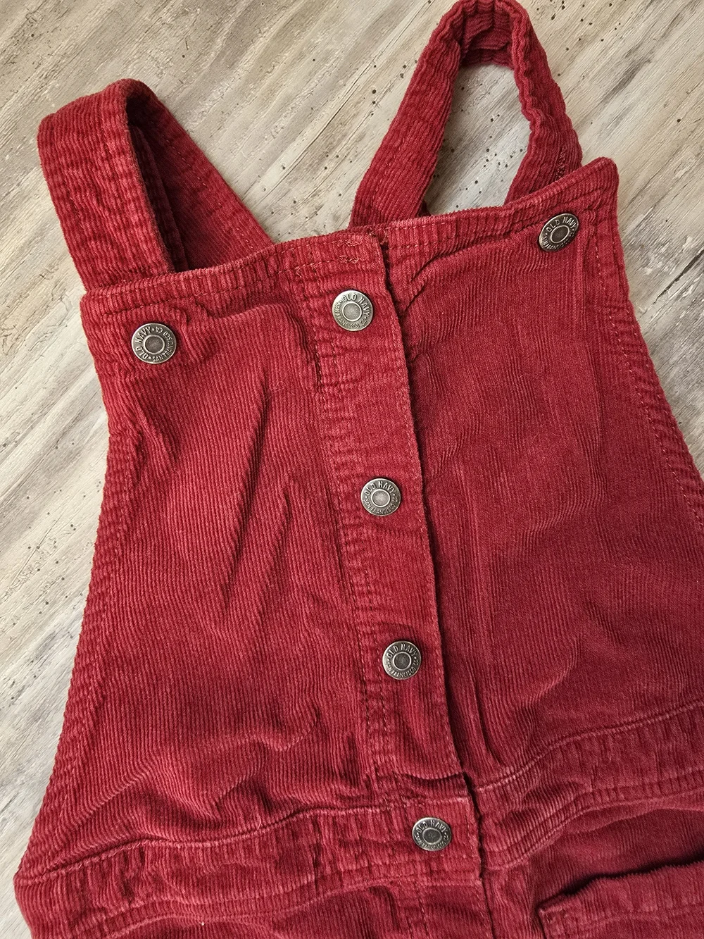 Old Navy Red Corduroy Overall Dress with Button Front